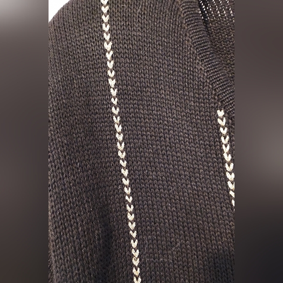 Lise J Womens Black Cardigan Sweater Gold Braid Embroidery Button Vintage Medium - Picture 3 of 11
